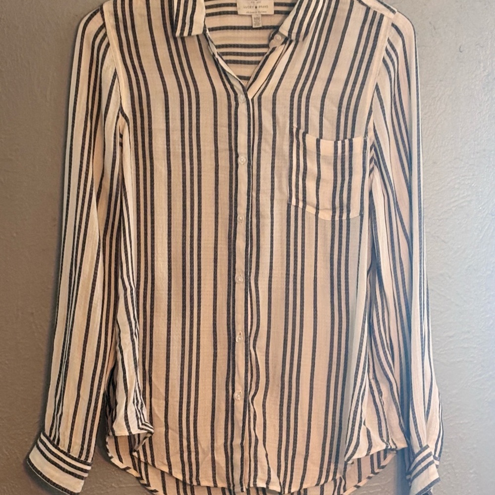 Striped Button-Up Blouse - image 1